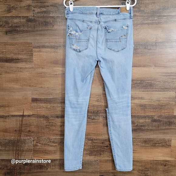 American Eagle Jeans 12 L Jegging Mid Rise Next Level Stretch Medium Light Wash - Picture 2 of 13